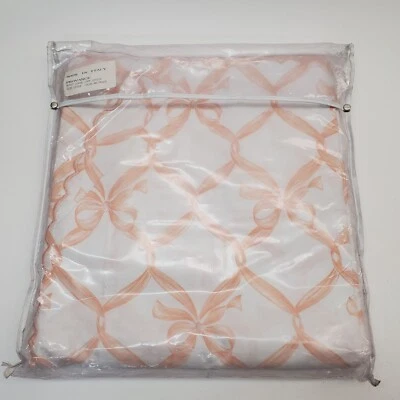 NOS Schweitzer Linen PROVANCE Queen Duvet Cover 100% Cotton Peach Bows/Ribbons - Image 1 of 4