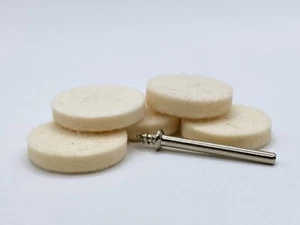Rotary Tool Felt Wheels 5 Pcs + Core Bar for Polishing Metal, Stone, Glass - Picture 1 of 2