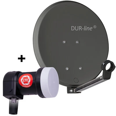 DUR-line DSA 40 Anthrazit Mini Sat Antenne Alu + Single LNB - 1 Teilnehmer Set - Bild 1 von 4