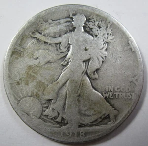 1918-S Silver Walking Liberty Half Coin (#322k) - Picture 1 of 2