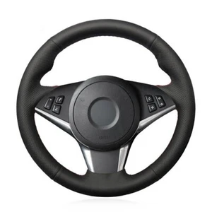 Cubierta de volante de cuero negro para BMW E60 E61 530d E63 2003-2010 E64 2004 - Imagen 1 de 28