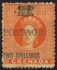 GRENADA-1888-91 4d on 2/- Orange Sg 42 MOUNTED MINT a few tone spots on reverse