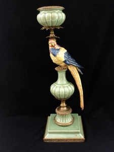 Candlestick porcelain bronze with parrot art decor caesar collection 57 cm - Picture 1 of 12