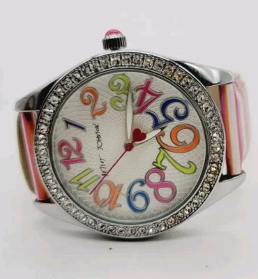 XoX Betsey  Watch Leather Band Pastel Stipe Multicolored New Battery - Image 1 of 4