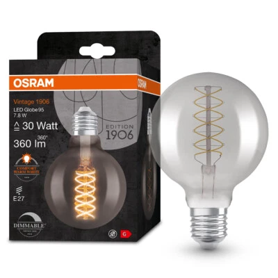 OSRAM LED VINTAGE E27 Glühlampe Globe 95 SMOKE dimmbar 7,8W wie 30W - Bild 1 von 4