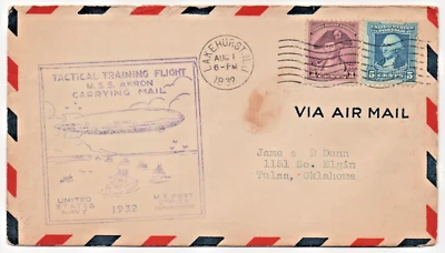 USS AKRON Tactical training flight carrying mail Lakehurst NJ to Tulsa Oklahoma - Image 1 of 2