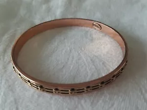 Vintage Renoir Kupfer schwarz emailliert Inlay Armreif Armband klein 7,75" - Bild 1 von 3