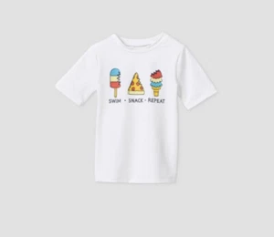 Cat & Jack Toddler Boys Summer Swim Shirt NWT SS White UPF 50+ Rashguard - Picture 1 of 5