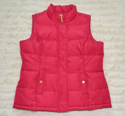 Charter Club Raspberry Pink Sleeveless Full zip Mock neck Puffer Vest, sz L - Image 1 of 4