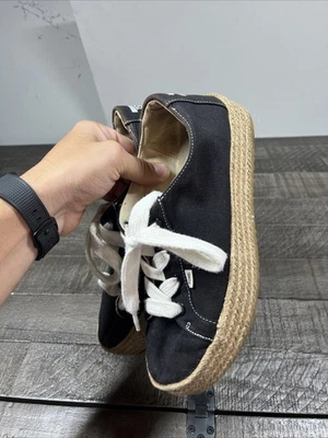 TOMS Cassiah Black Platform Women Sz 10 Canvas Shoe Sneaker - Image 1 of 4