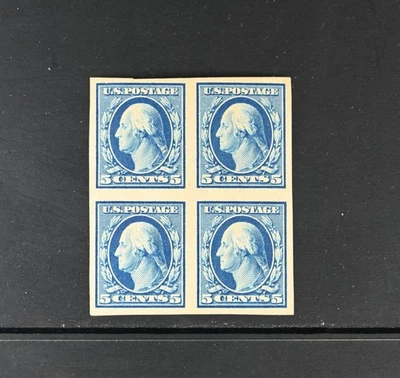 USA Scott # 347 Block of 4 VF OG NH 5c Washington Stamps Cat $220 - Image 1 of 2