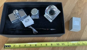 Vintage Francesco Rubinato venezianisches Glas Dip Kalligraphie Stift Set mit Tinte & trocken Italien - Bild 1 von 4
