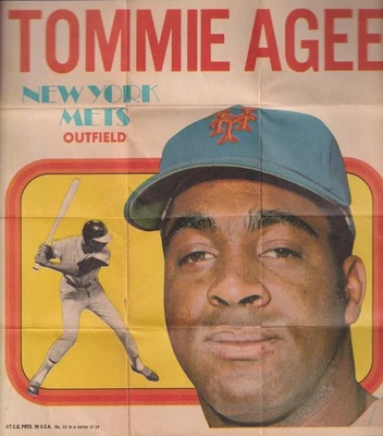 Póster de béisbol Topps 1970, Tommy Agee, Outfield, Mets de Nueva York, # 13 Foto 1 de 4