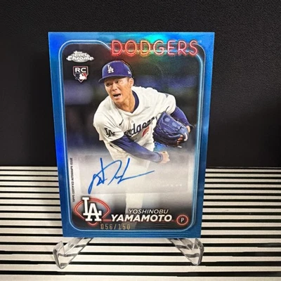 2024 Topps Chrome Blue 🔵 Refractor Yoshinobu Yamamoto Auto Rookie RC #AC-YY - Image 1 of 2