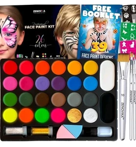 Profi Face Painting Set - 26 Farben + Schablonen, Pinsel, Glitzer und mehr - Bild 1 von 5
