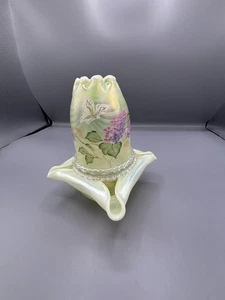 Lámpara de hadas verde uranio iridiscente topacio Fenton vintage - Imagen 1 de 10