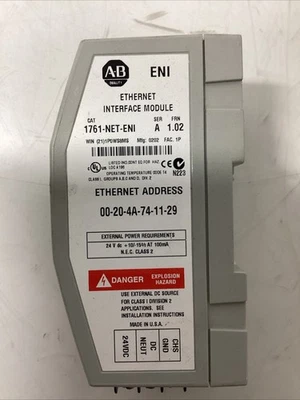 Módulo de interfaz Ethernet Allen Bradley 1761-NET-ENI Ser A MicroLogix S-720 Foto 1 de 4