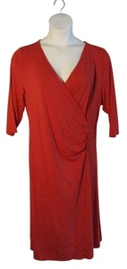Soft Surroundings XL Salmon Pink Jersey Knit Wrap Look Dress Stretch - Picture 1 of 3