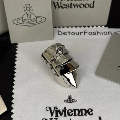 Vivienne Westwood Nana 925 Silver Metal Armor Ring Size 6-8 WITH BOX - Image 1 of 4
