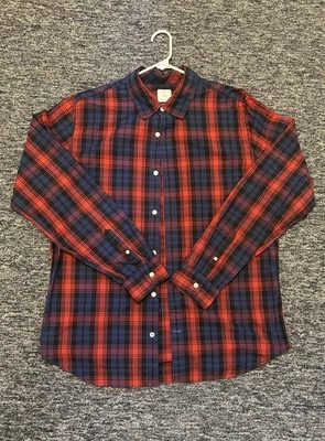 GAP Mens Red and Blue Plaid Button Down Long Sleeve Shirt Size Large - Image 1 of 4