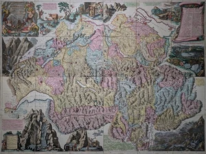 Switzerland - Nova Helvetiae Tabula - Scheuchzer 1712 -huge , Rare Map Of - Picture 1 of 9