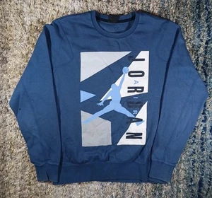 Nike Air Jordan Sweater Big Logo Carolina Blue Crewneck Sweatshirt Youth XXL  - Picture 1 of 9