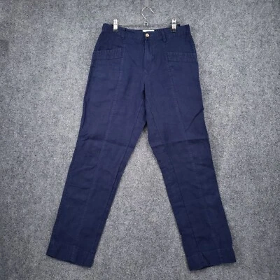 Pantalones Nicole Miller New York para mujer M medianos azules lino tiro medio tobillo recto Foto 1 de 4