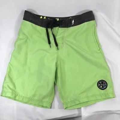 Men's MAUI & SONS Board Shorts Size 28 Swim Trunks Drawstring Tie Green Swimming - Image 1 of 4
