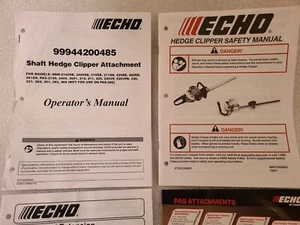 ECHO 99944200485 SHAFT HEDGE CLIPPER ATTACHMENT OPERATOR'S MANUAL & SAFETY MAN - Picture 1 of 5