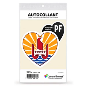 Sticker autocollant Coeur J'aime la Polynésie Française PF - Armoiries - Imagen 1 de 6