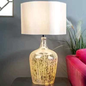 Luxus Tischlampe Doppellicht Silberglas Schlafzimmer Nachtlicht Nachtschirm Lampe - Bild 1 von 4