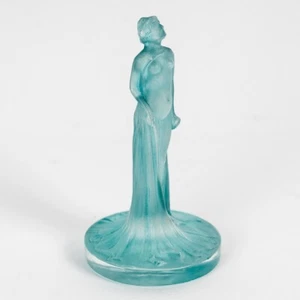 René Lalique R.Lalique Seal Stamp Turquoise Glass Draped Statuette Bucket Stamp - Picture 1 of 5