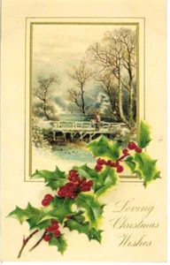 1907 Loving Christmas Wish Holiday Embossed Lithograph Antique Vintage Postcard - Picture 1 of 2