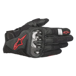 Alpinestars SMX-1 AIR V2 Black Red Fluo Short Mens Mesh Summer Gloves - Picture 1 of 3