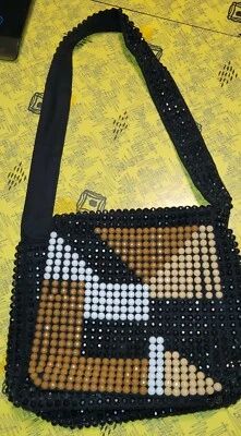 TOTALLY VINTAGE 70s PLASTIC BEADED BAG!! made in Hong Kong. SUPER GROOVY!! - Image 1 of 4