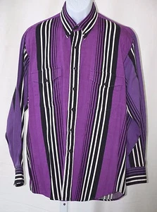 Rodeo Blue Roper LS Knopfleiste 100 % Baumwolle lila gestreift Hemd Large 16 1/2 x 35 - Bild 1 von 9