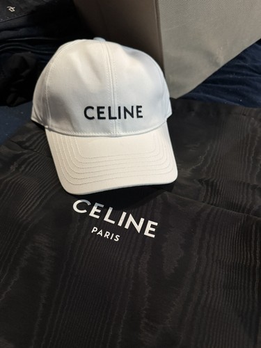 Cappello berretto baseball Celine Paris bianco logo cotone trapuntato taglia M regolabile