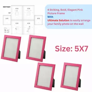 IKEA FISKBO 5X7 Photo Frame Dark Pink & MÅTTEBY Wall Template Combo Set (4-Set) - Picture 1 of 3
