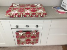 Coprifornello piano cottura 5fuochi + Copriforno 47x40cm shabby cuore rosso pois