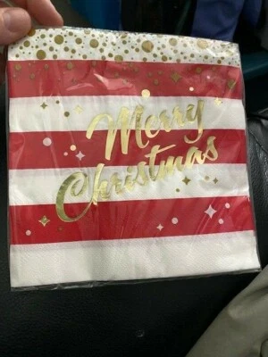 Gold Sparkle Christmas Party Paper Lunch Napkins x 16ct. 2-Ply New!!! - Image 1 of 2