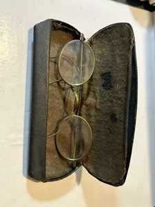 Vintage Gold Wire Rimmed Eyeglasses With Case 1930s Or Copper ? - Picture 1 of 4
