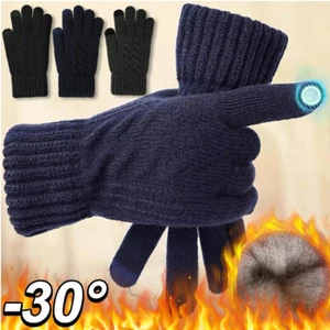 Winter Wool Warm Knitted Touch Screen Glove Mobile Phone Knitted Gloves MenWomen - Picture 1 of 107