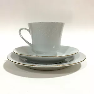 CROWN CHINA Tea Cup, Saucer & Plate White Decorative White Floral Pattern - Picture 1 of 7