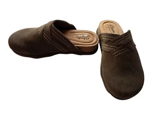 Clarks Brynn Glide Damen Slipper Pantoletten Größe US 6 Medium dunkeloliv Wildleder Leder - Bild 1 von 6