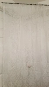 Curtain City N Y Flocking Damask White Sheer Rod Pocket Curtain Panel 57" X 84" - Picture 1 of 4