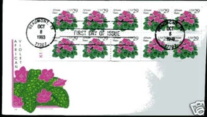 2486a African Violet pane of 10 Farnam, HF FDC - Picture 1 of 1