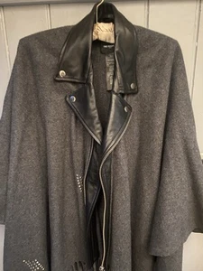 The Kooples wool Cape/jacket with Fringing & Leather Lapels pre loved - Picture 1 of 7
