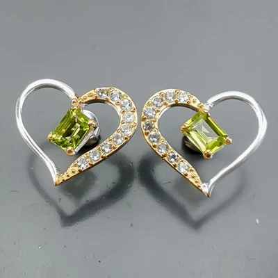 Jewelry Handmade Natural Peridot Earrings 925 Sterling Silver /E125840 - Image 1 of 4