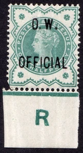 QV 1902 1/2d Green O.W. Official SG O32 UMM R CYLINDER c £475 - Foto 1 di 2