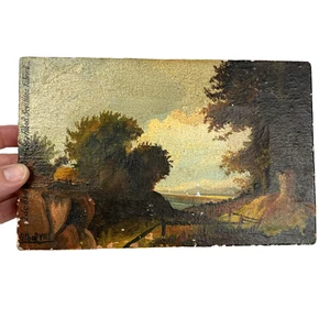 VTG Romantic Evening Forest Landscape Oil on Canvas 1967 Albo R Sevillano Spain - Picture 1 of 19